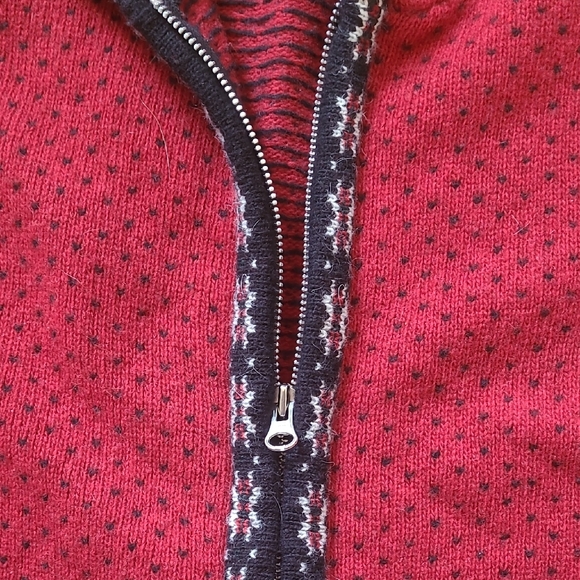 Red Zip-Front Women's Sweater Jacket - Picture 4 of 4